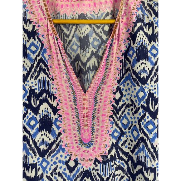 Lilly Pulitzer 100% Silk Beaded Renato Dinner Tunic in Oh My Cod Size Large - Picture 4 of 9